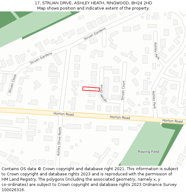 17, STRUAN DRIVE, ASHLEY HEATH, RINGWOOD, BH24 2HD: Location map and indicative extent of plot