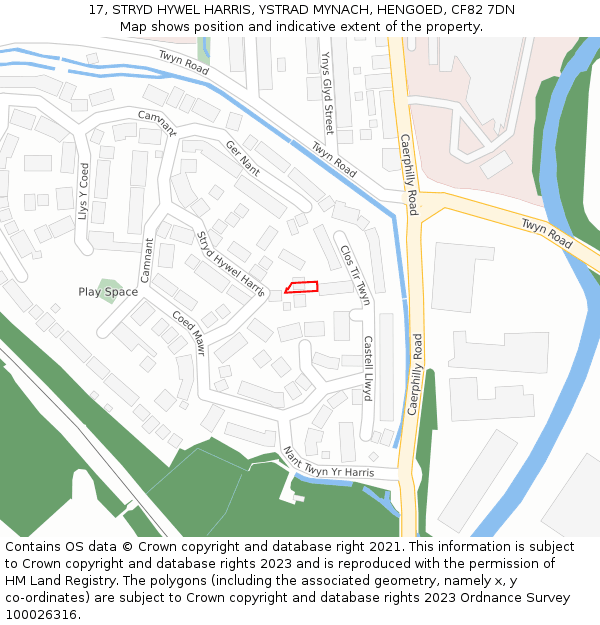 17, STRYD HYWEL HARRIS, YSTRAD MYNACH, HENGOED, CF82 7DN: Location map and indicative extent of plot