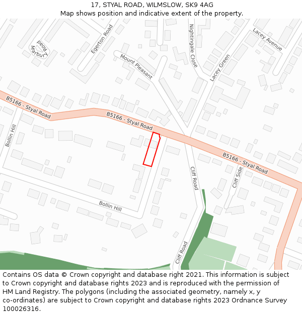 17, STYAL ROAD, WILMSLOW, SK9 4AG: Location map and indicative extent of plot