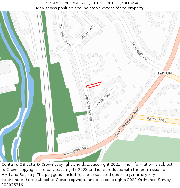 17, SWADDALE AVENUE, CHESTERFIELD, S41 0SX: Location map and indicative extent of plot