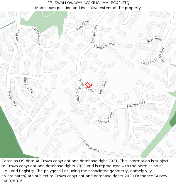 17, SWALLOW WAY, WOKINGHAM, RG41 3TQ: Location map and indicative extent of plot