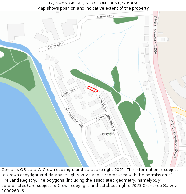 17, SWAN GROVE, STOKE-ON-TRENT, ST6 4SG: Location map and indicative extent of plot