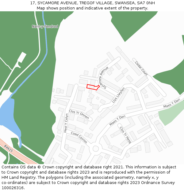 17, SYCAMORE AVENUE, TREGOF VILLAGE, SWANSEA, SA7 0NH: Location map and indicative extent of plot