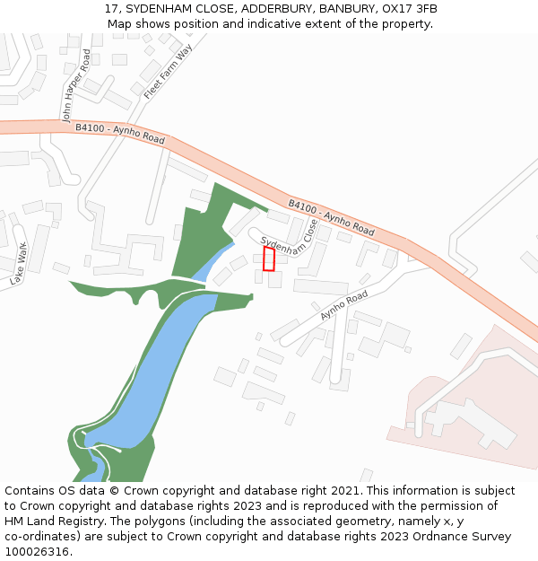 17, SYDENHAM CLOSE, ADDERBURY, BANBURY, OX17 3FB: Location map and indicative extent of plot