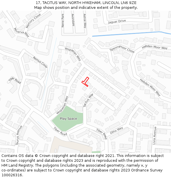 17, TACITUS WAY, NORTH HYKEHAM, LINCOLN, LN6 9ZE: Location map and indicative extent of plot