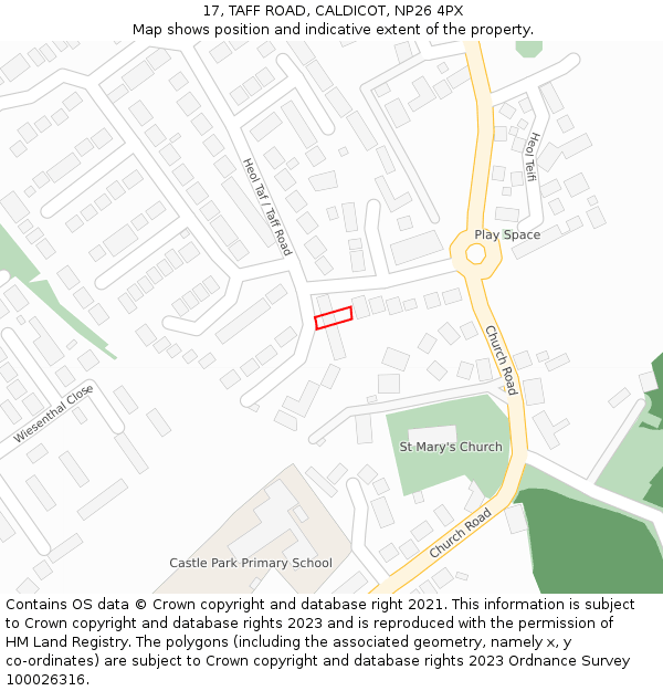 17, TAFF ROAD, CALDICOT, NP26 4PX: Location map and indicative extent of plot