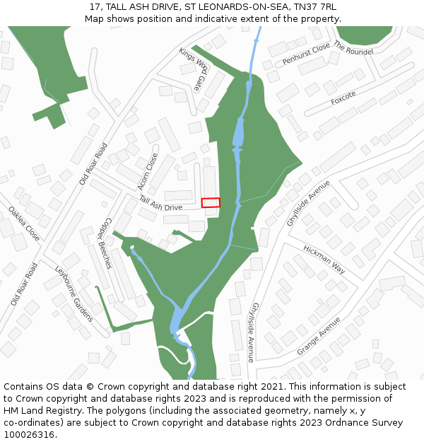 17, TALL ASH DRIVE, ST LEONARDS-ON-SEA, TN37 7RL: Location map and indicative extent of plot