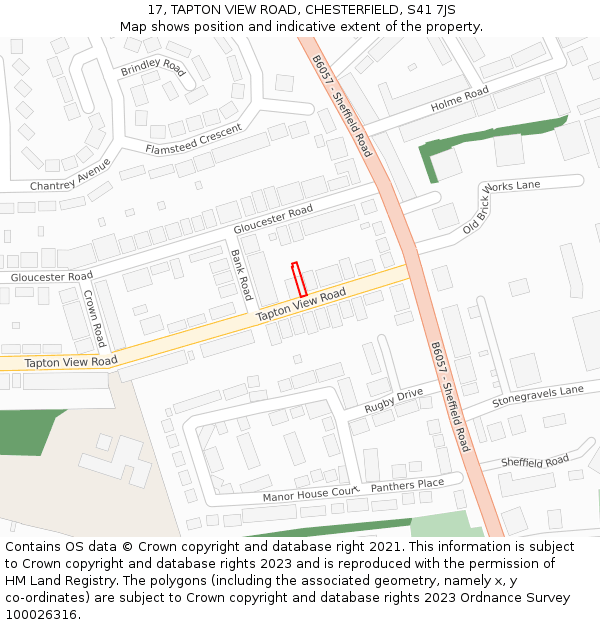 17, TAPTON VIEW ROAD, CHESTERFIELD, S41 7JS: Location map and indicative extent of plot