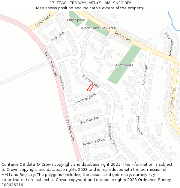 17, TEACHERS WAY, MELKSHAM, SN12 8FA: Location map and indicative extent of plot