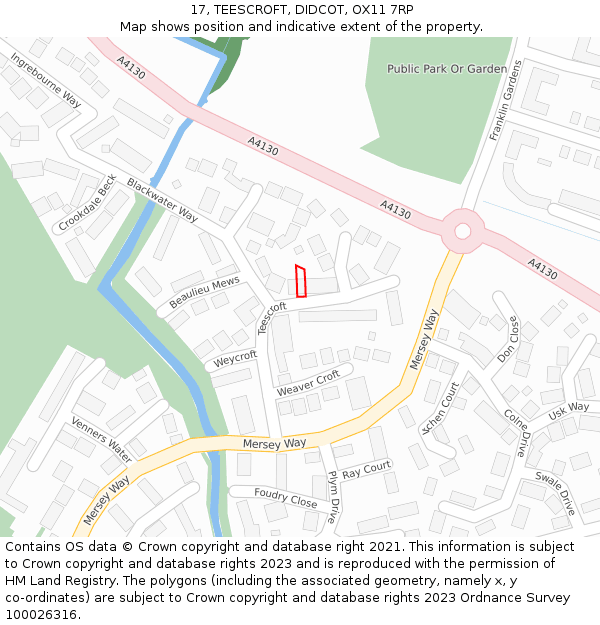 17, TEESCROFT, DIDCOT, OX11 7RP: Location map and indicative extent of plot