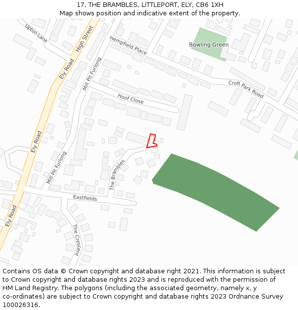 17, THE BRAMBLES, LITTLEPORT, ELY, CB6 1XH: Location map and indicative extent of plot