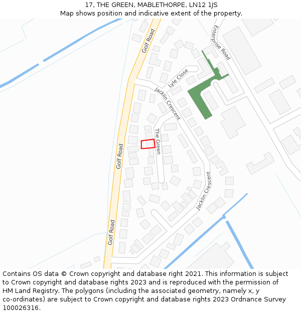 17, THE GREEN, MABLETHORPE, LN12 1JS: Location map and indicative extent of plot