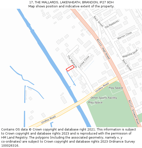 17, THE MALLARDS, LAKENHEATH, BRANDON, IP27 9DH: Location map and indicative extent of plot