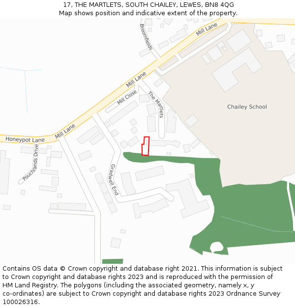 17, THE MARTLETS, SOUTH CHAILEY, LEWES, BN8 4QG: Location map and indicative extent of plot