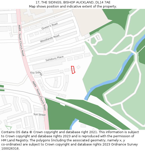 17, THE SIDINGS, BISHOP AUCKLAND, DL14 7AE: Location map and indicative extent of plot