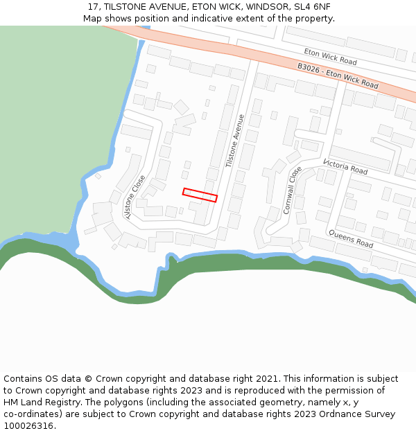 17, TILSTONE AVENUE, ETON WICK, WINDSOR, SL4 6NF: Location map and indicative extent of plot