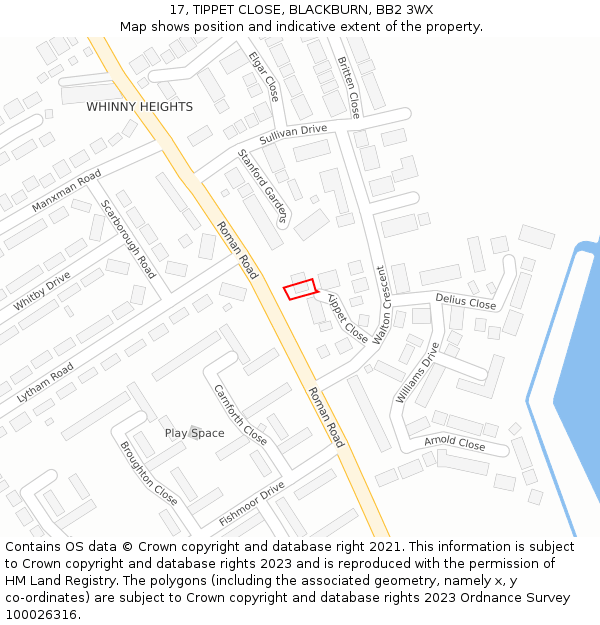 17, TIPPET CLOSE, BLACKBURN, BB2 3WX: Location map and indicative extent of plot