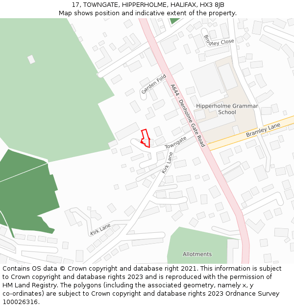 17, TOWNGATE, HIPPERHOLME, HALIFAX, HX3 8JB: Location map and indicative extent of plot