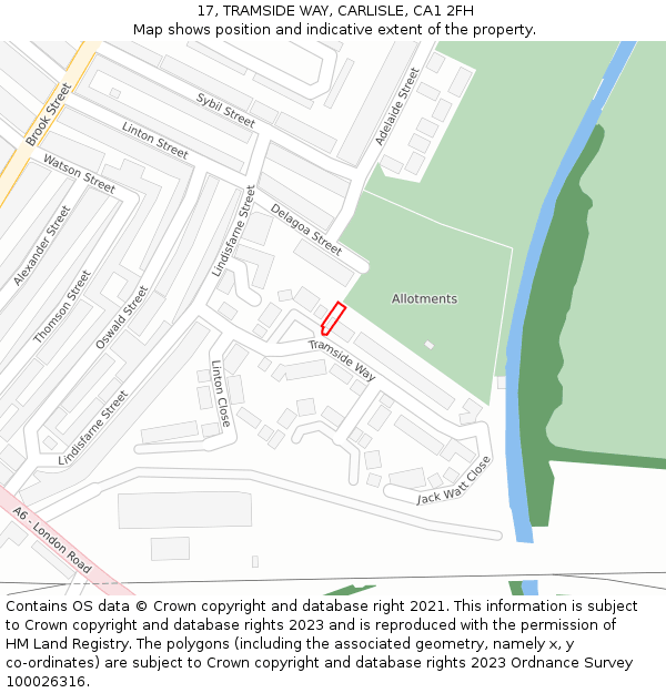 17, TRAMSIDE WAY, CARLISLE, CA1 2FH: Location map and indicative extent of plot