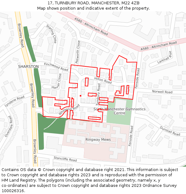 17, TURNBURY ROAD, MANCHESTER, M22 4ZB: Location map and indicative extent of plot