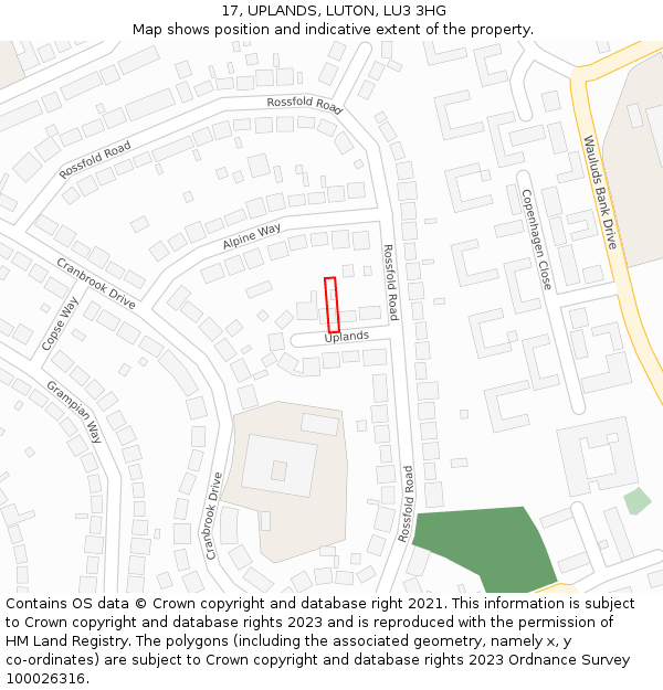 17, UPLANDS, LUTON, LU3 3HG: Location map and indicative extent of plot