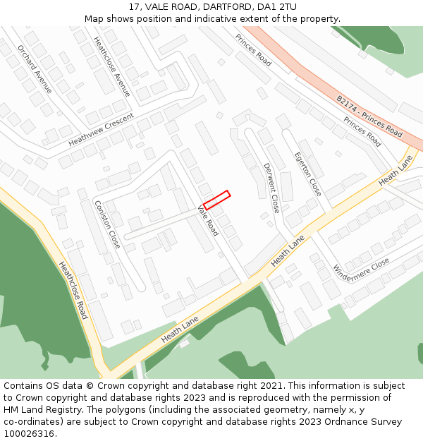 17, VALE ROAD, DARTFORD, DA1 2TU: Location map and indicative extent of plot