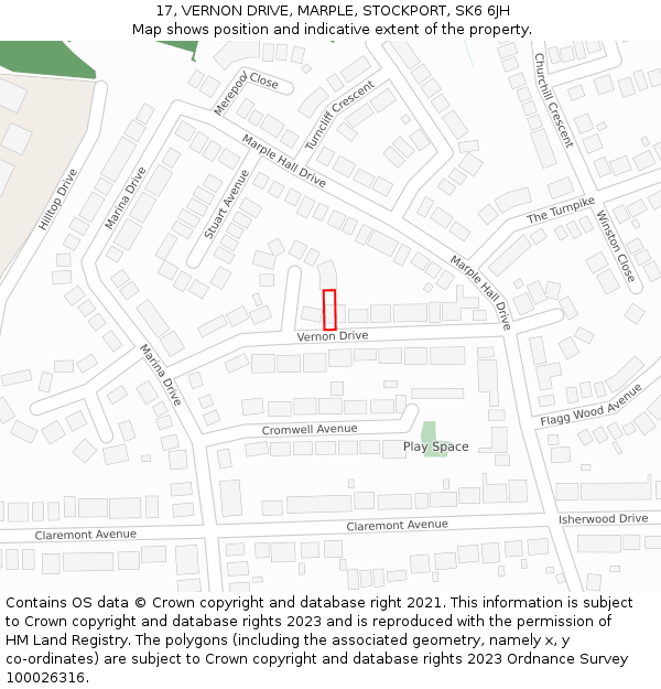 17, VERNON DRIVE, MARPLE, STOCKPORT, SK6 6JH: Location map and indicative extent of plot