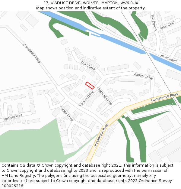 17, VIADUCT DRIVE, WOLVERHAMPTON, WV6 0UX: Location map and indicative extent of plot