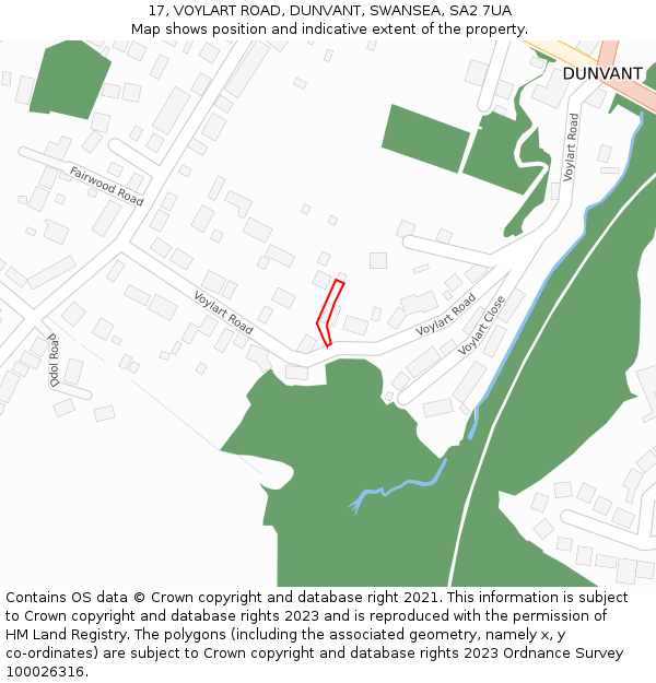 17, VOYLART ROAD, DUNVANT, SWANSEA, SA2 7UA: Location map and indicative extent of plot