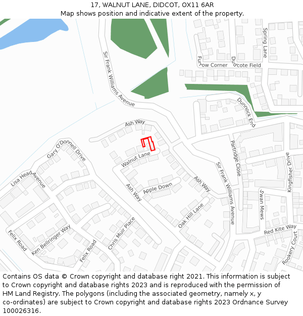 17, WALNUT LANE, DIDCOT, OX11 6AR: Location map and indicative extent of plot