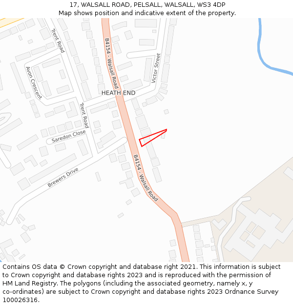 17, WALSALL ROAD, PELSALL, WALSALL, WS3 4DP: Location map and indicative extent of plot