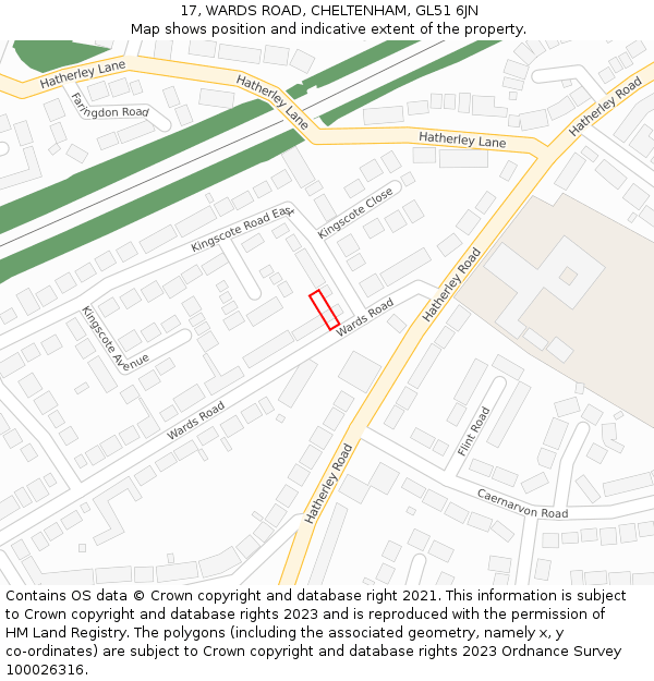 17, WARDS ROAD, CHELTENHAM, GL51 6JN: Location map and indicative extent of plot