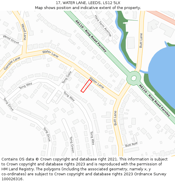 17, WATER LANE, LEEDS, LS12 5LX: Location map and indicative extent of plot