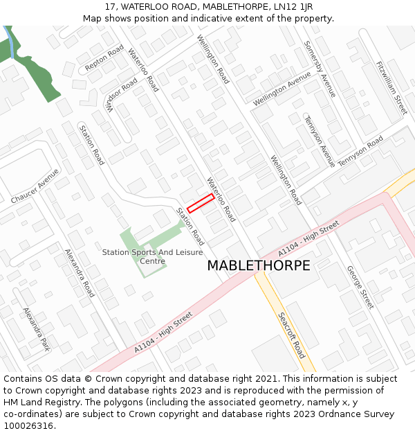 17, WATERLOO ROAD, MABLETHORPE, LN12 1JR: Location map and indicative extent of plot