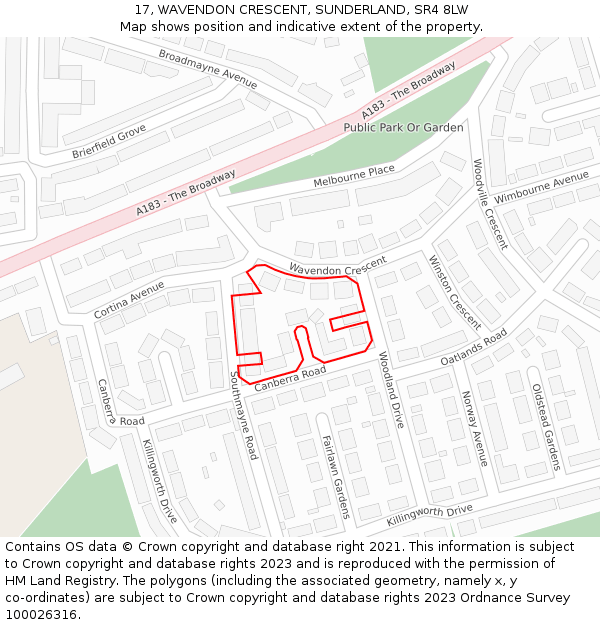 17, WAVENDON CRESCENT, SUNDERLAND, SR4 8LW: Location map and indicative extent of plot