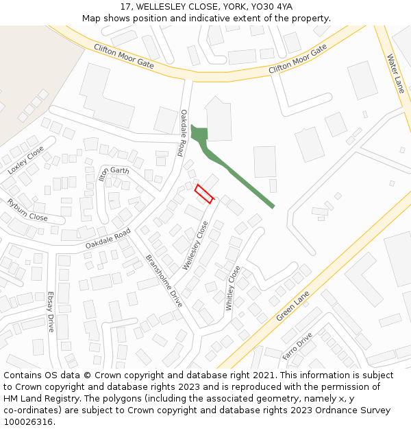 17, WELLESLEY CLOSE, YORK, YO30 4YA: Location map and indicative extent of plot