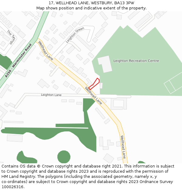 17, WELLHEAD LANE, WESTBURY, BA13 3PW: Location map and indicative extent of plot