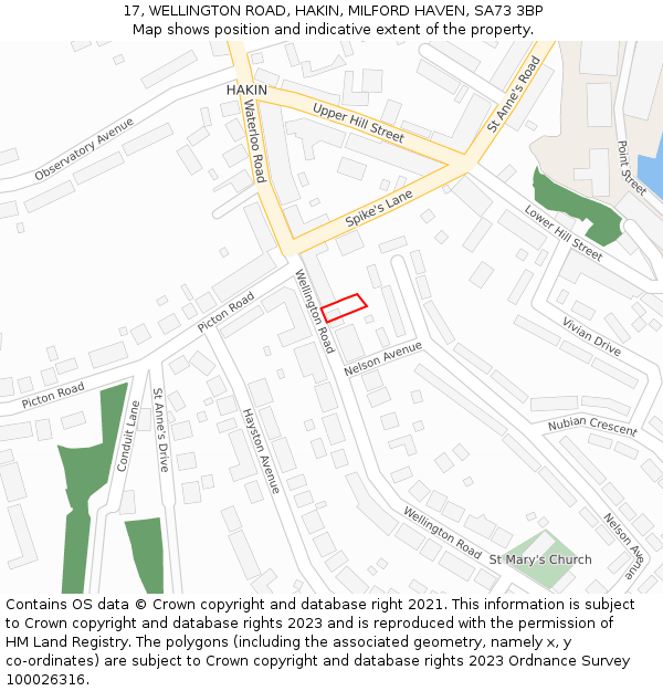 17, WELLINGTON ROAD, HAKIN, MILFORD HAVEN, SA73 3BP: Location map and indicative extent of plot