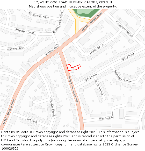 17, WENTLOOG ROAD, RUMNEY, CARDIFF, CF3 3LN: Location map and indicative extent of plot