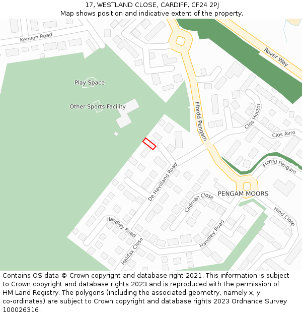 17, WESTLAND CLOSE, CARDIFF, CF24 2PJ: Location map and indicative extent of plot