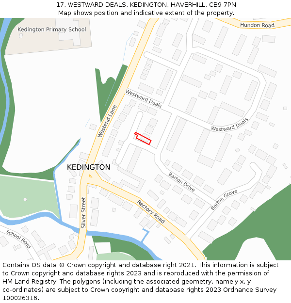 17, WESTWARD DEALS, KEDINGTON, HAVERHILL, CB9 7PN: Location map and indicative extent of plot