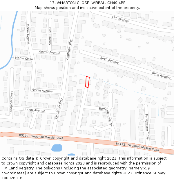 17, WHARTON CLOSE, WIRRAL, CH49 4RF: Location map and indicative extent of plot