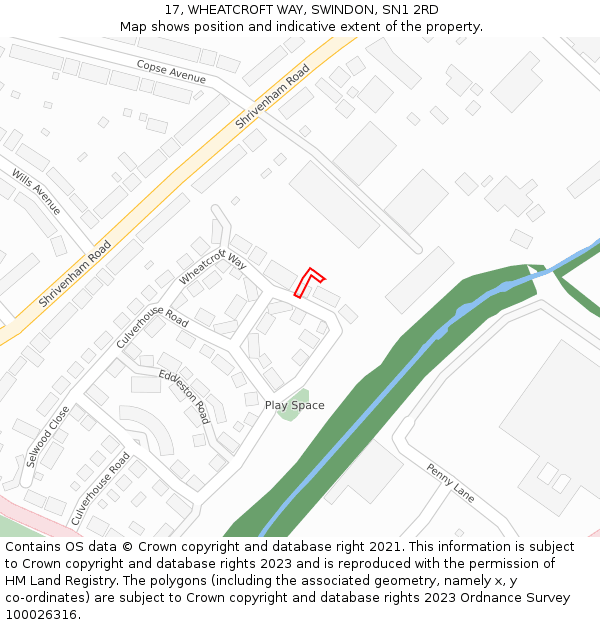 17, WHEATCROFT WAY, SWINDON, SN1 2RD: Location map and indicative extent of plot