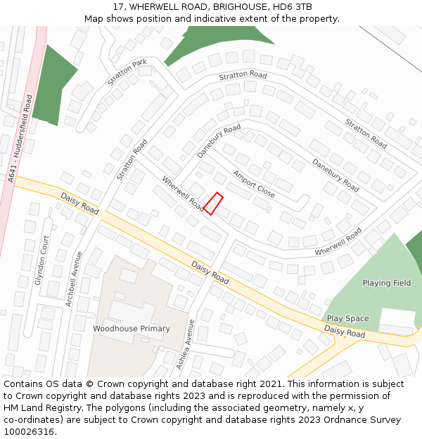 17, WHERWELL ROAD, BRIGHOUSE, HD6 3TB: Location map and indicative extent of plot