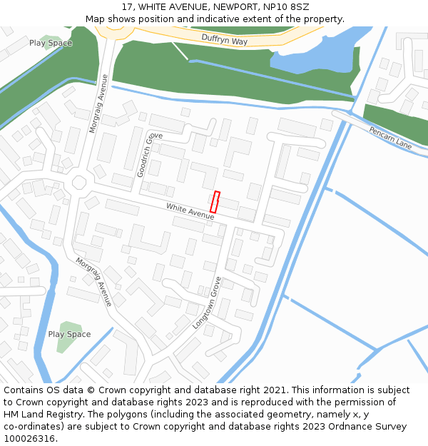 17, WHITE AVENUE, NEWPORT, NP10 8SZ: Location map and indicative extent of plot
