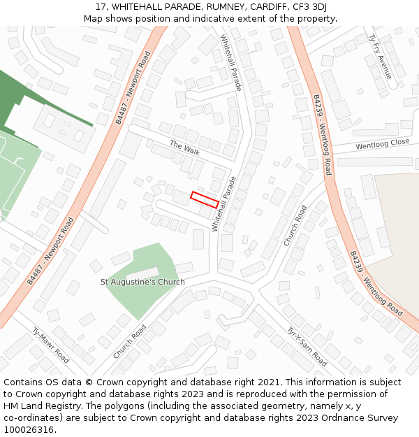 17, WHITEHALL PARADE, RUMNEY, CARDIFF, CF3 3DJ: Location map and indicative extent of plot