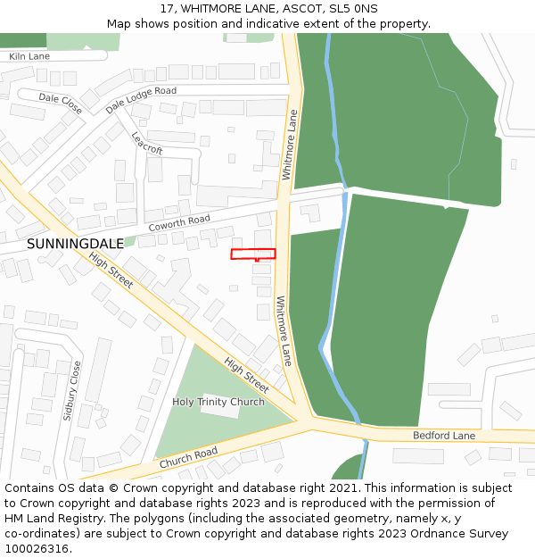 17, WHITMORE LANE, ASCOT, SL5 0NS: Location map and indicative extent of plot