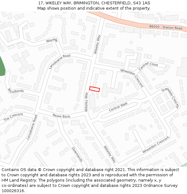 17, WIKELEY WAY, BRIMINGTON, CHESTERFIELD, S43 1AS: Location map and indicative extent of plot