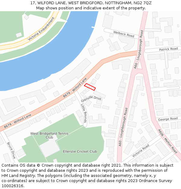 17, WILFORD LANE, WEST BRIDGFORD, NOTTINGHAM, NG2 7QZ: Location map and indicative extent of plot