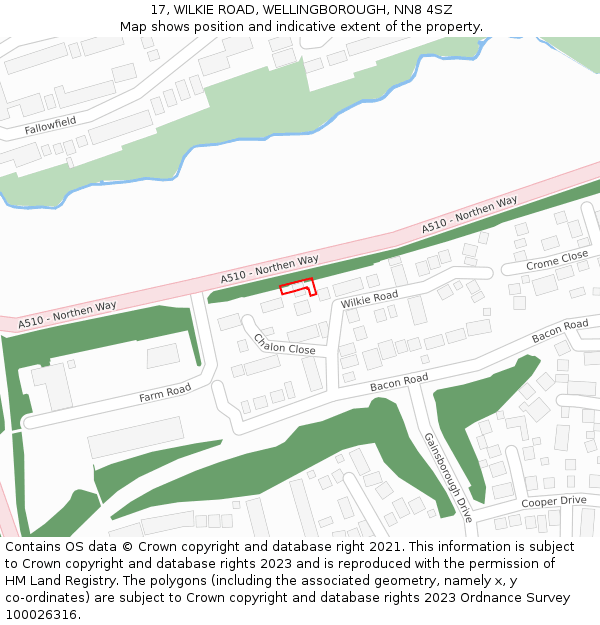 17, WILKIE ROAD, WELLINGBOROUGH, NN8 4SZ: Location map and indicative extent of plot